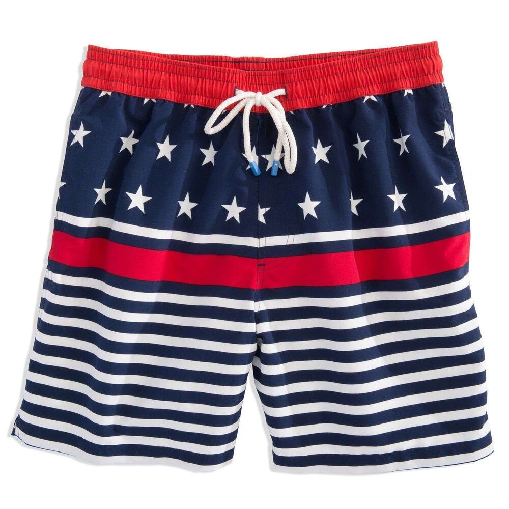 Southern Tide | Preppy Summer Men’s American Flag SwimTrunks 5.5” Inseam July